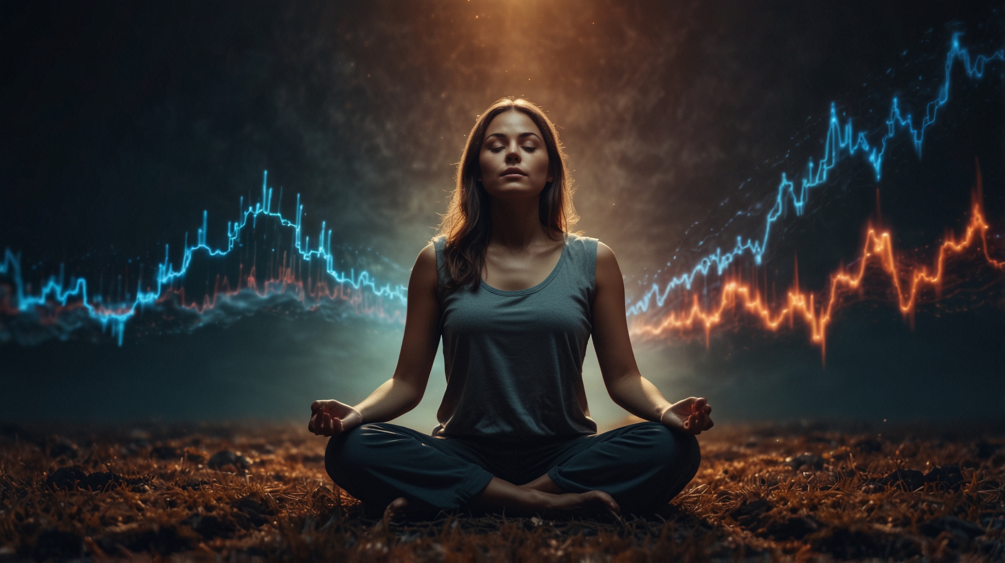 Leonardo_Lightning_XL_a_woman_meditation_with_sound_waves_on_t_1